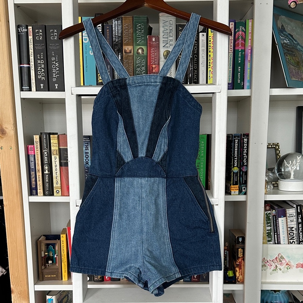 Blank NYC Women's Denim Patchwork Romper
